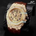 Replica AP Royal Oak Offshore Iced Out Chronograph Diamond Watch Yellow Gold